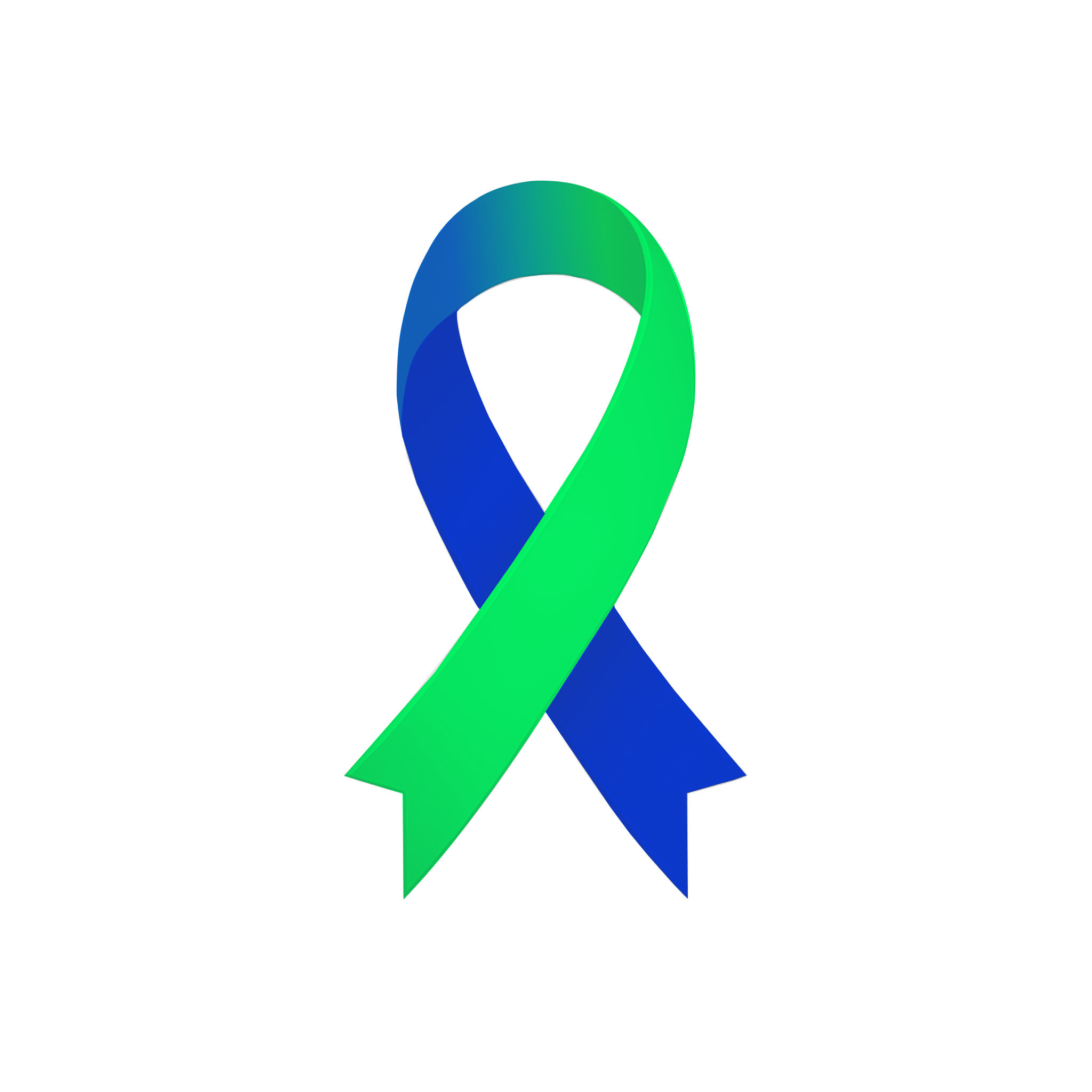 Laço de conscientização - Azul (Autismo) e Verde (Segurança)